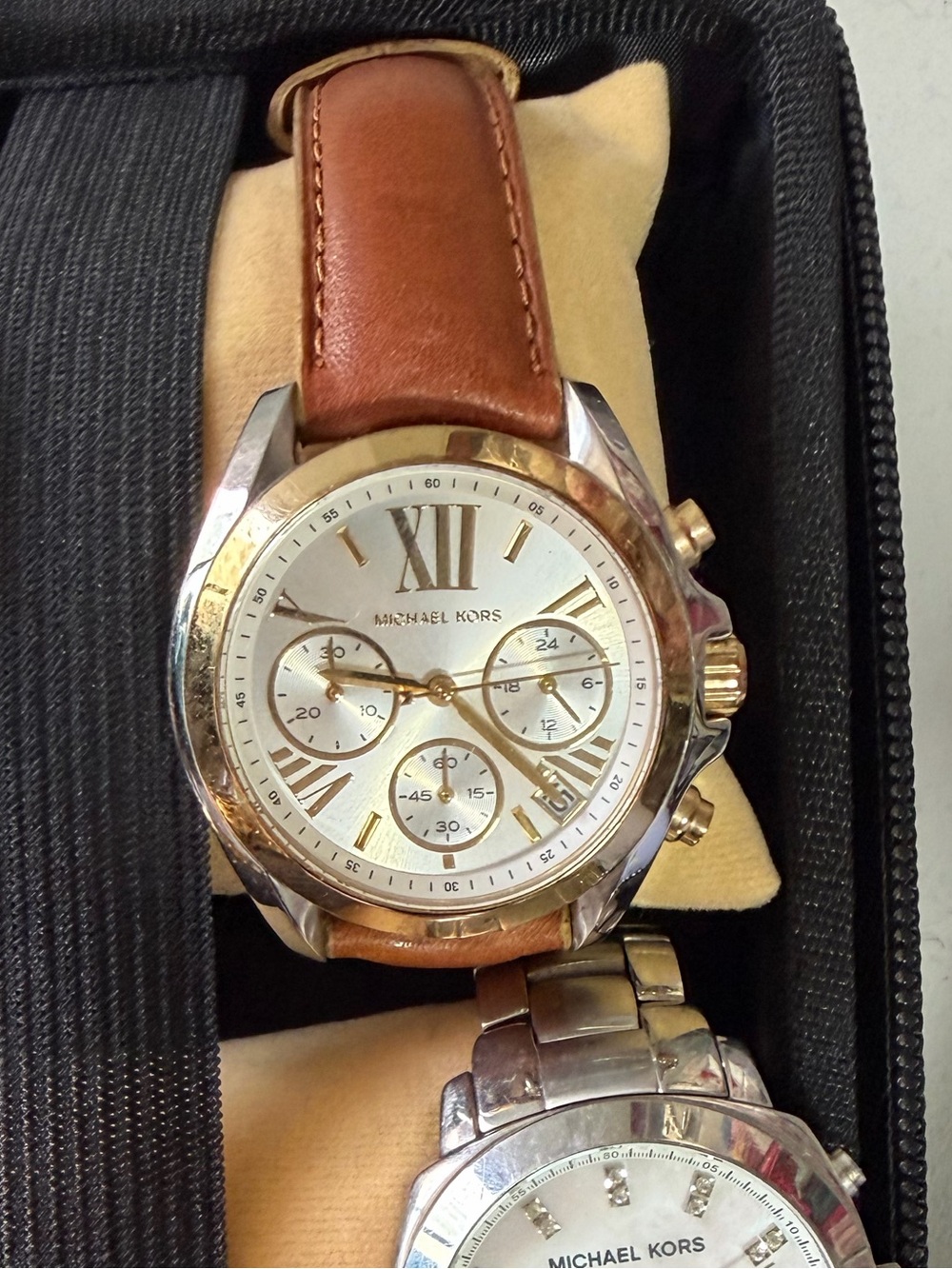 Michael Kors Brown Leather Watch with Gold and silver Accents - Picture 2 of 2